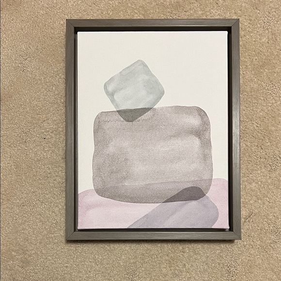 Other - New Framed Abstract Gray, Purple, Seafoam Canvas Watercolor Art Print 11”x14”